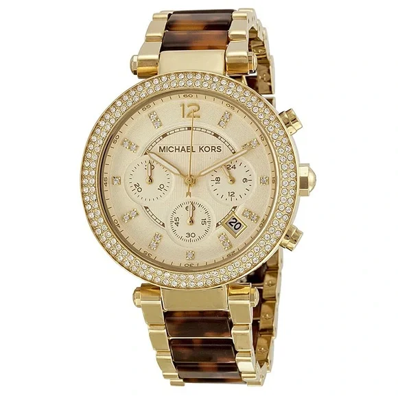 Michael Kors MK5220 Gold Tone Crystal Bezel Women’s Watch Michael Kors Ladies Chronograph Women main image 2